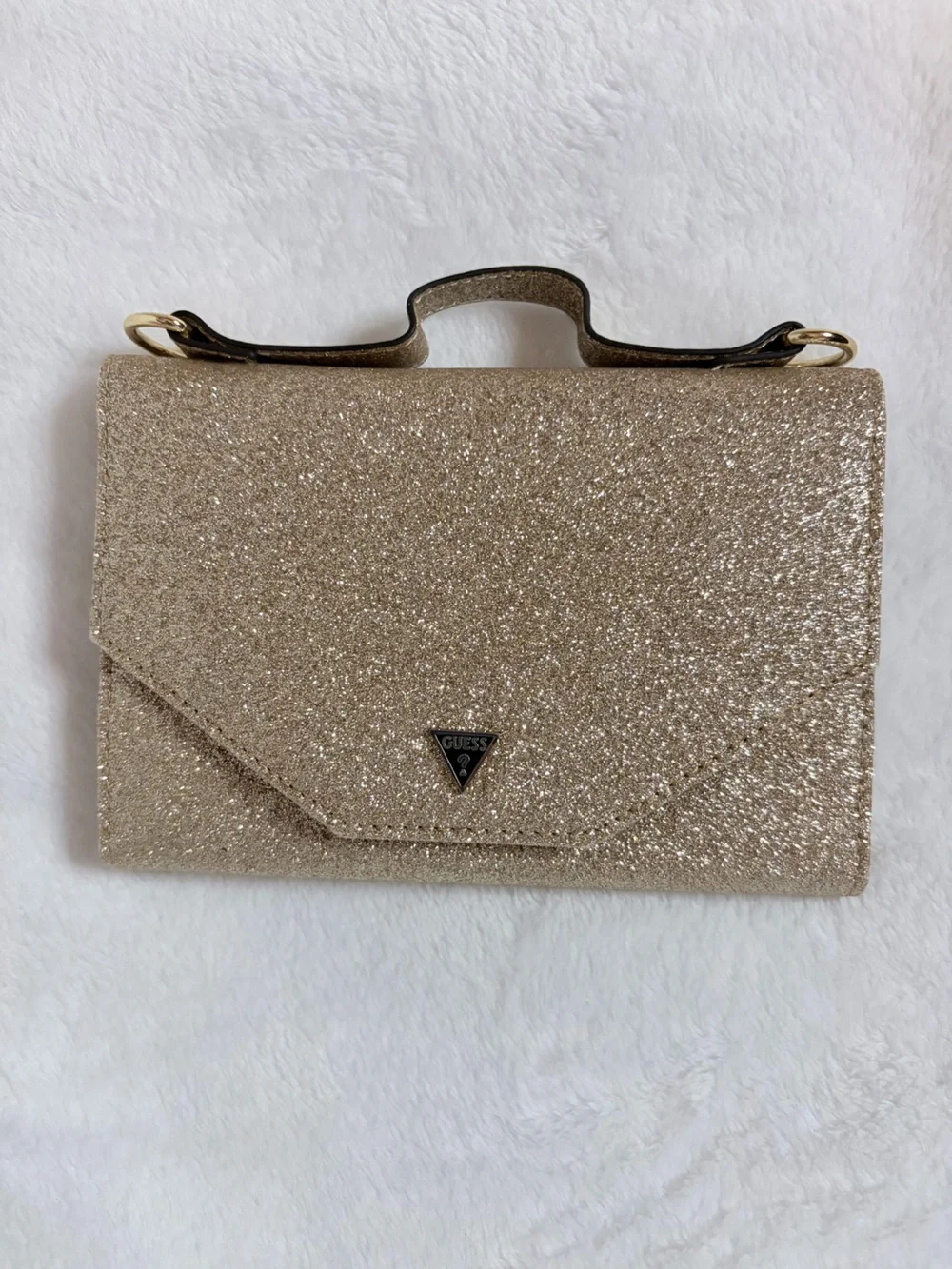 Guess Gold Glitter Sparkly Crossbody Phone & Card Holder Wallet removable strap